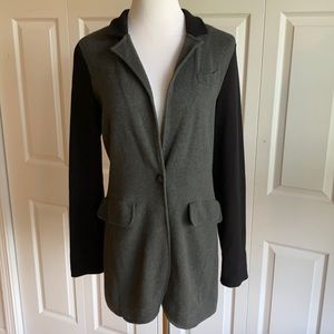 Ralph Lauren Black/Gray Front Button Long Sweater Jacket Size Large